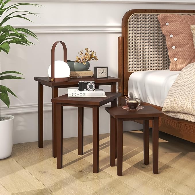 Giantex Nesting Tables Set of 3, Farmhouse Stacking Side Table