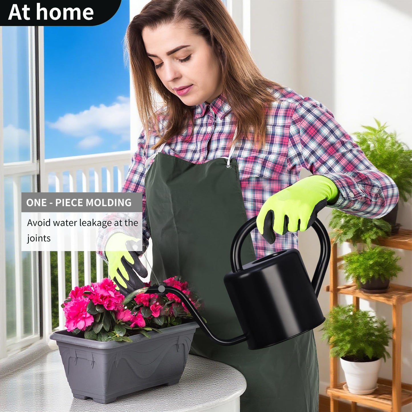 Watering Can, Stainless Steel Watering Can for Indoor & Outdoor Plants, 1L/35oz Long Spout Water Can with Handle, Rust-Proof Plant Watering Pot for House Plants, Garden Flowers