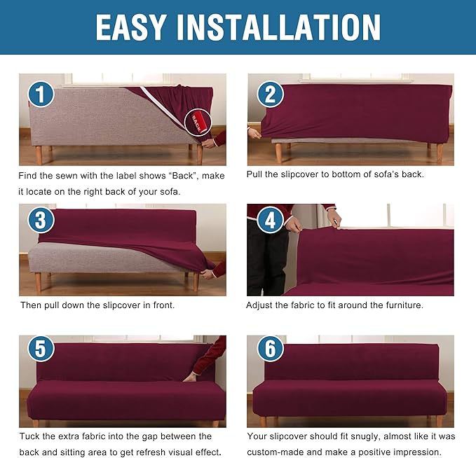 H.VERSAILTEX Real Velvet Futon Cover Armless Sofa Covers Sofa Bed Covers