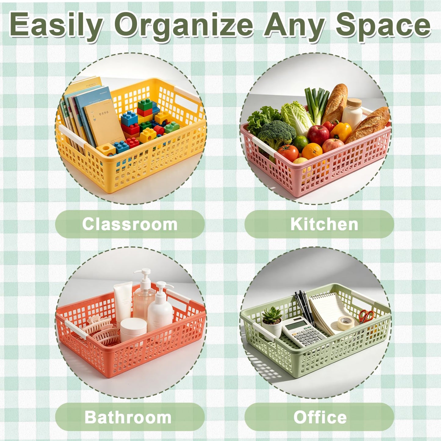 Yakydesign 6 PCS Plastic Classroom Turn in Paper Trays Storage Bin Basket Organizers Holds 4A Paper File for School Teacher Supplies Classroom Office Home Organization and Storage Tray (Boho)