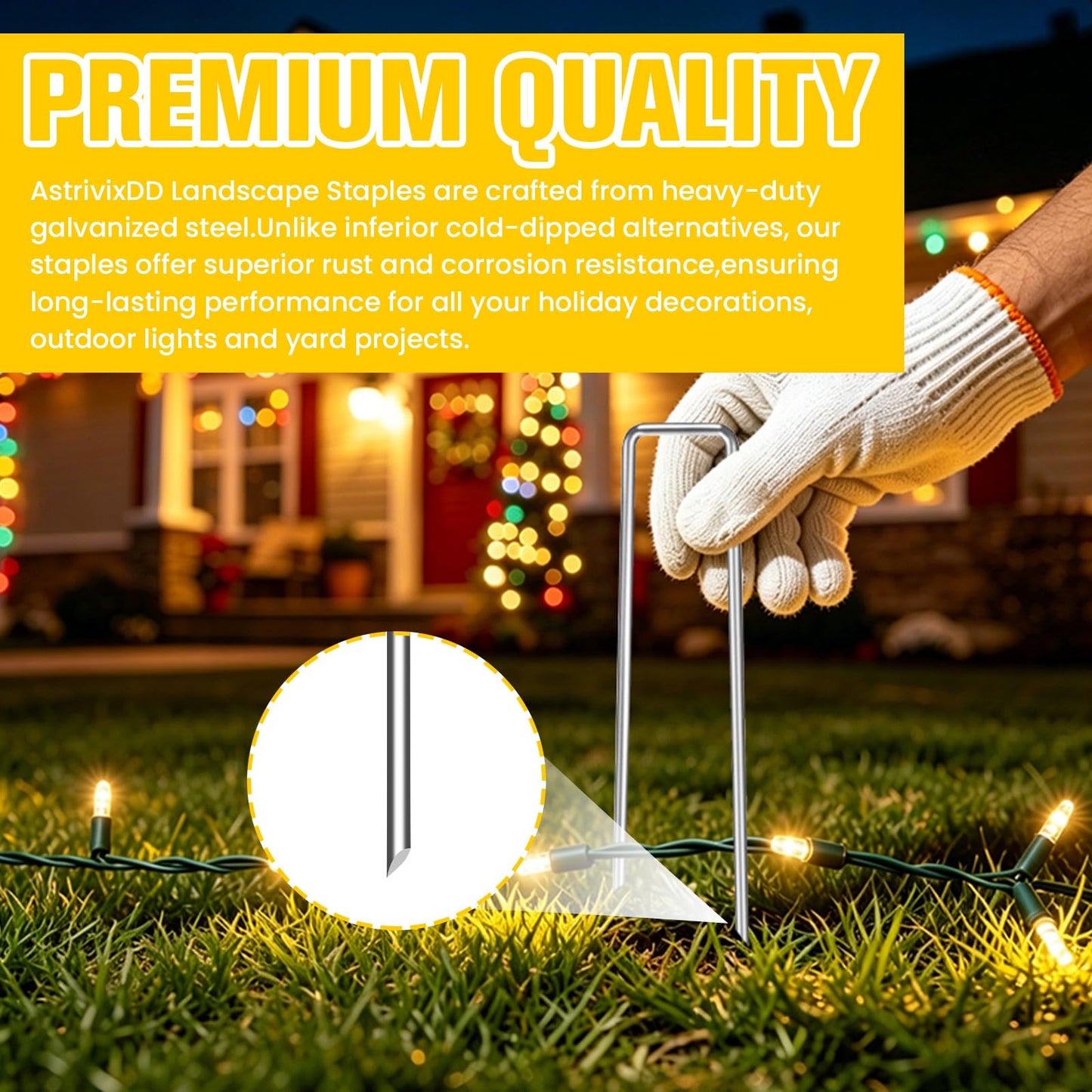 560 Pack 6 Inch Landscape Staples, Heavy Duty Anti-Rust Garden Stakes, 11 Gauge Galvanized SOD Landscaping Fabric Pins Garden Staples for Weed Barrier Fabric, Irrigation Tubing, Lawn and Fence