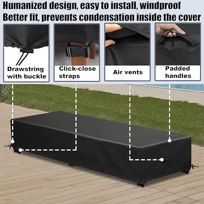 Lounge Chair Covers Outdoor Waterproof Patio Chaise Lounge Cover 600D Weather