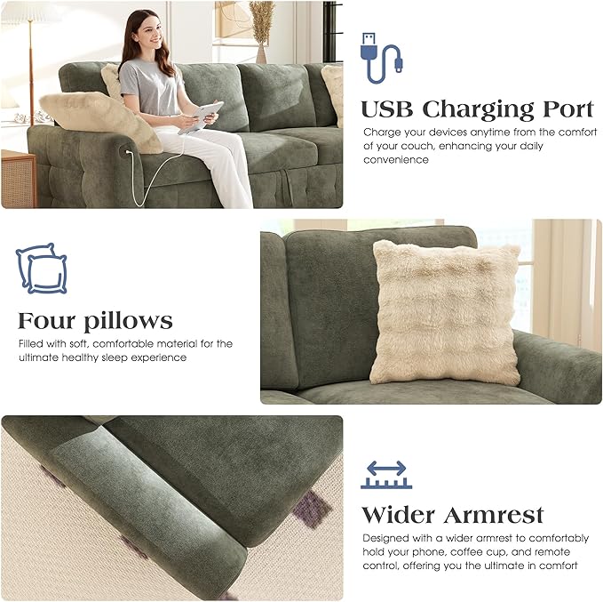 Ihanherry L-Shaped Sectional Sofa Bed