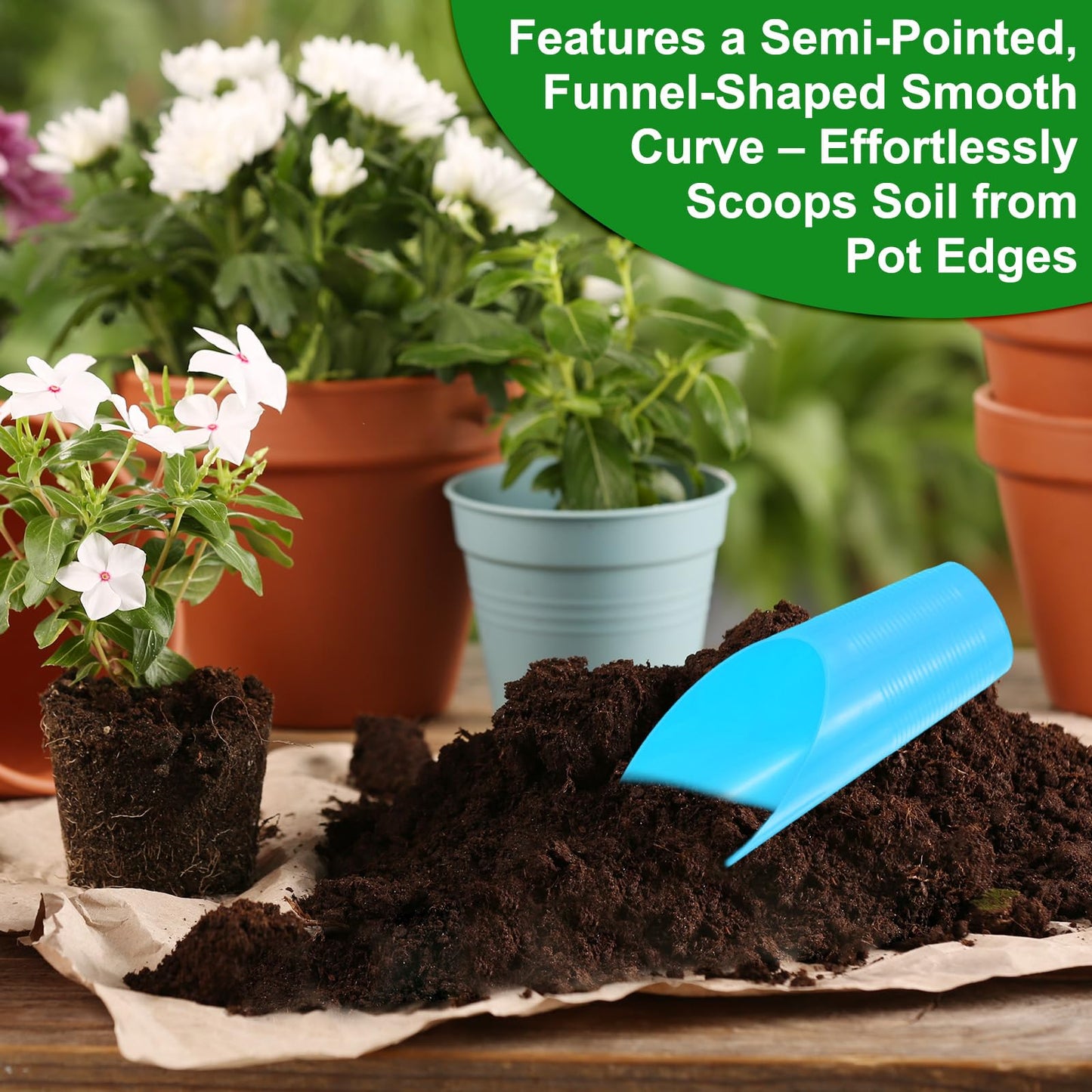 M METERXITY 18-Pack Bonsai Soil Scoops, Plastic Garden Soil Scoops Bucket Shovel Potting Scoopers for Transplanting/Flower Planting/Plant Succulent, Colorful Small Gardening Tools [Multicolor]