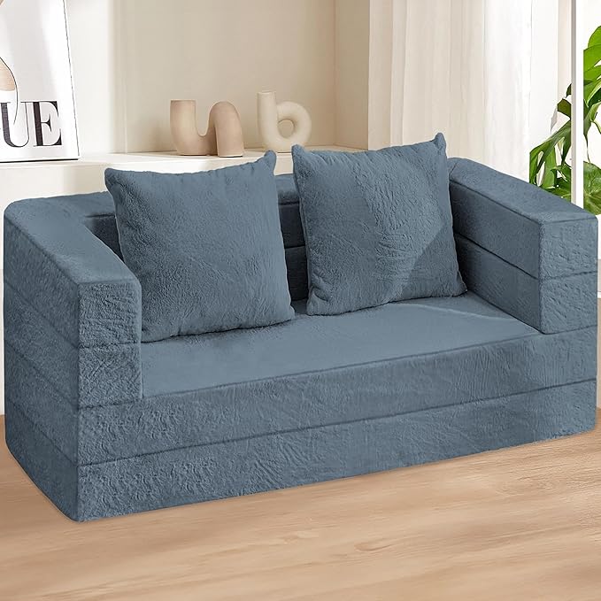 Futon Sofa Bed with Pillow, 3-in-1 Sleeper Sofa Bed with Removable Cover