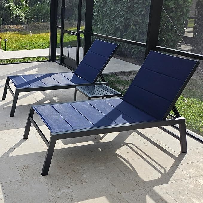 PURPLE LEAF Extra Large Outdoor Chaise Lounge 2 Pieces Aluminum Patio Lounge