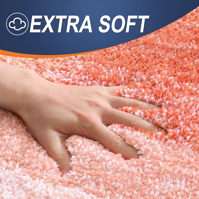 OLANLY Bathroom Rugs Mat 36x24, Extra Soft Absorbent Microfiber Bath Rugs, Rubber Backing, Quick Dry, Machine Washable Bath Mats for Bathroom Floor, Tub and Shower, Home Decor Accessories, Coral