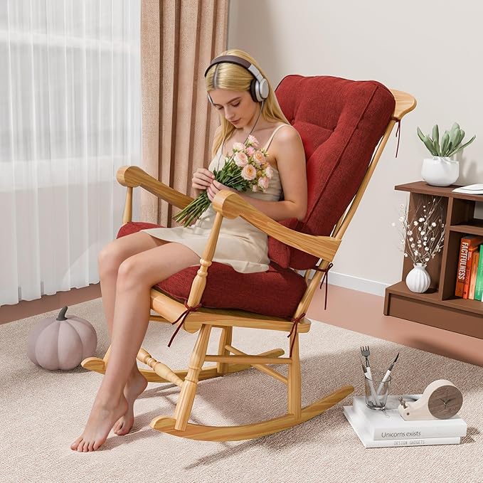 Rocking Chair Cushions with Pillow, Waterproof and Fade-Resistant Thicken