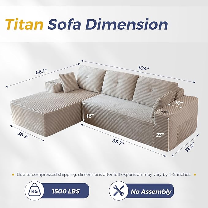 MAXYOYO 104" Modular Sectional Couch