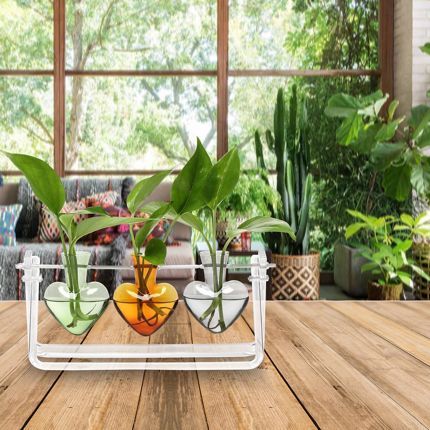 CYZglass Clear Plant Terrarium Propagation Stations with Acrylic Stand Birthday Gifts for Women Office Home Decor