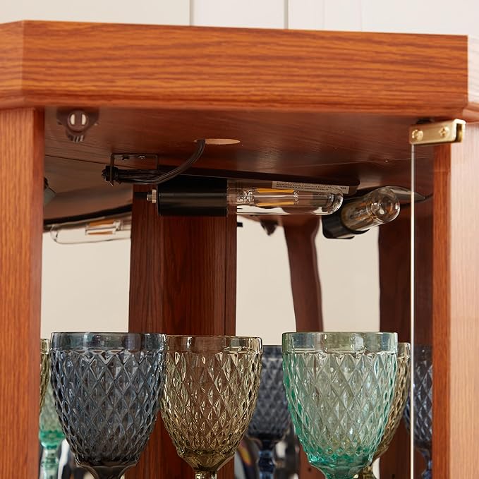 Corner Curio Cabinet, 150lbs Heavy Duty Glass Display Cabinet