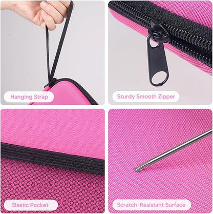 Pink Neck Light with Storage Case, 10-80Hrs Eye-friendly Book Reading Lamp, Knitting Crochet Sewing Craft Light Rechargeable Adjustable, Christmas Birthday Gifts for Book Lovers Knitters Crafters