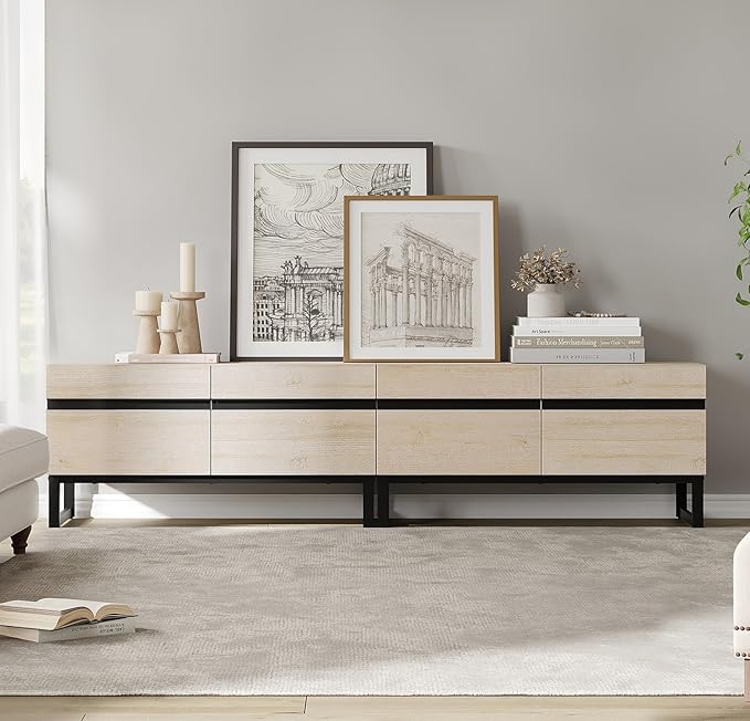 WAMPAT Modern TV Stand for 50-75 Inch TVs, Wood Entertainment Center