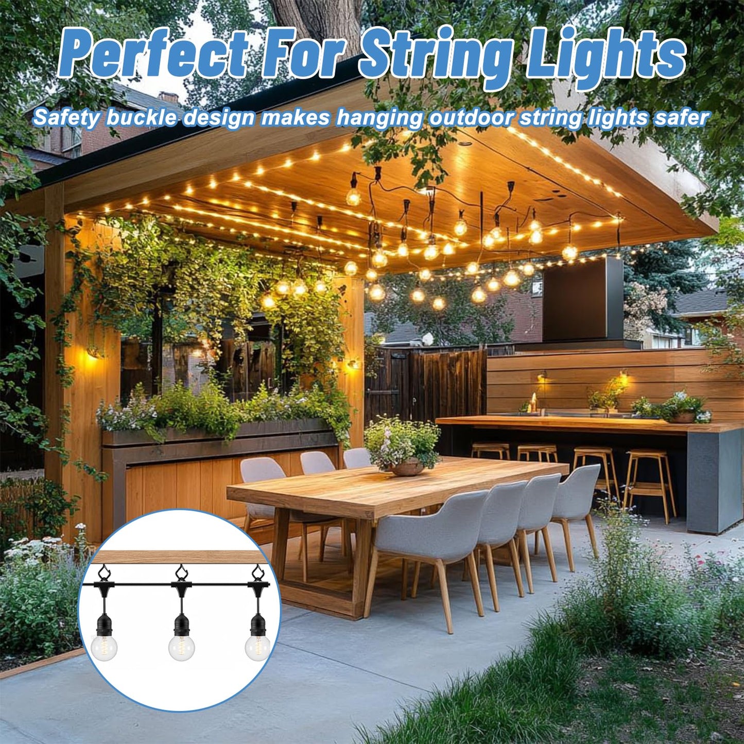 PercyEffie 60 Pack Ceiling Hooks for Hanging Plants/Outdoor String Lights, 2.3 Inch Heavy Duty Q-Hanger Hook Metal Ceiling Hooks for Patio Lights Christmas Decor Wire Fairy Led, Wind Nut Driver,Black