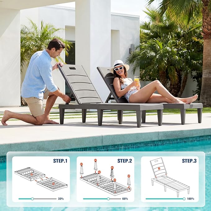 Devoko Outdoor Chaise Lounge Chair Set of 2