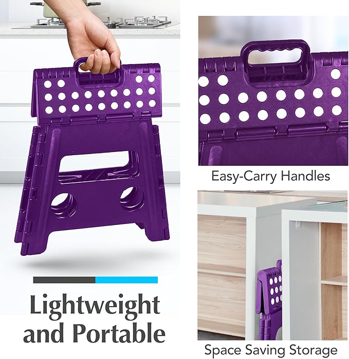 Handy Laundry Folding Step Stool 13 Inch – Sturdy Plastic Foldable Step Stool