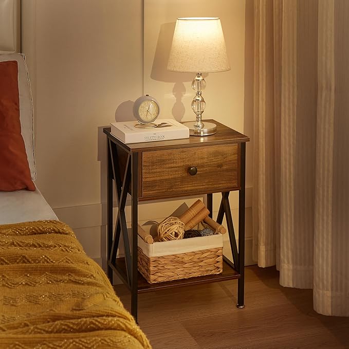 VECELO Nightstands Set of 2, Modern Bedside End Tables, Night Stands