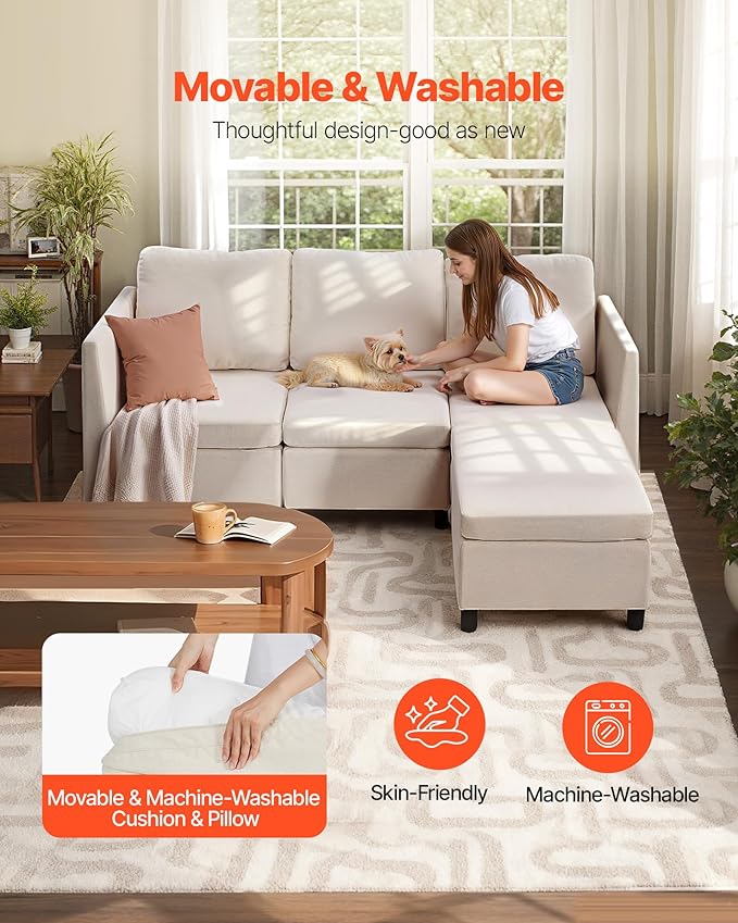 VEVOR Modular Sectional Sofa, 3-Seater Modular Sofa