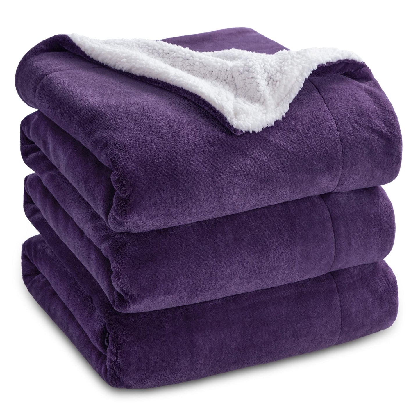 Bedsure GentleSoft Sherpa Fleece Blankets Queen Size for Bed - Thick and Warm, Soft Fuzzy Plush Queen Blanket for Winter, Grey, 90x90 Inches