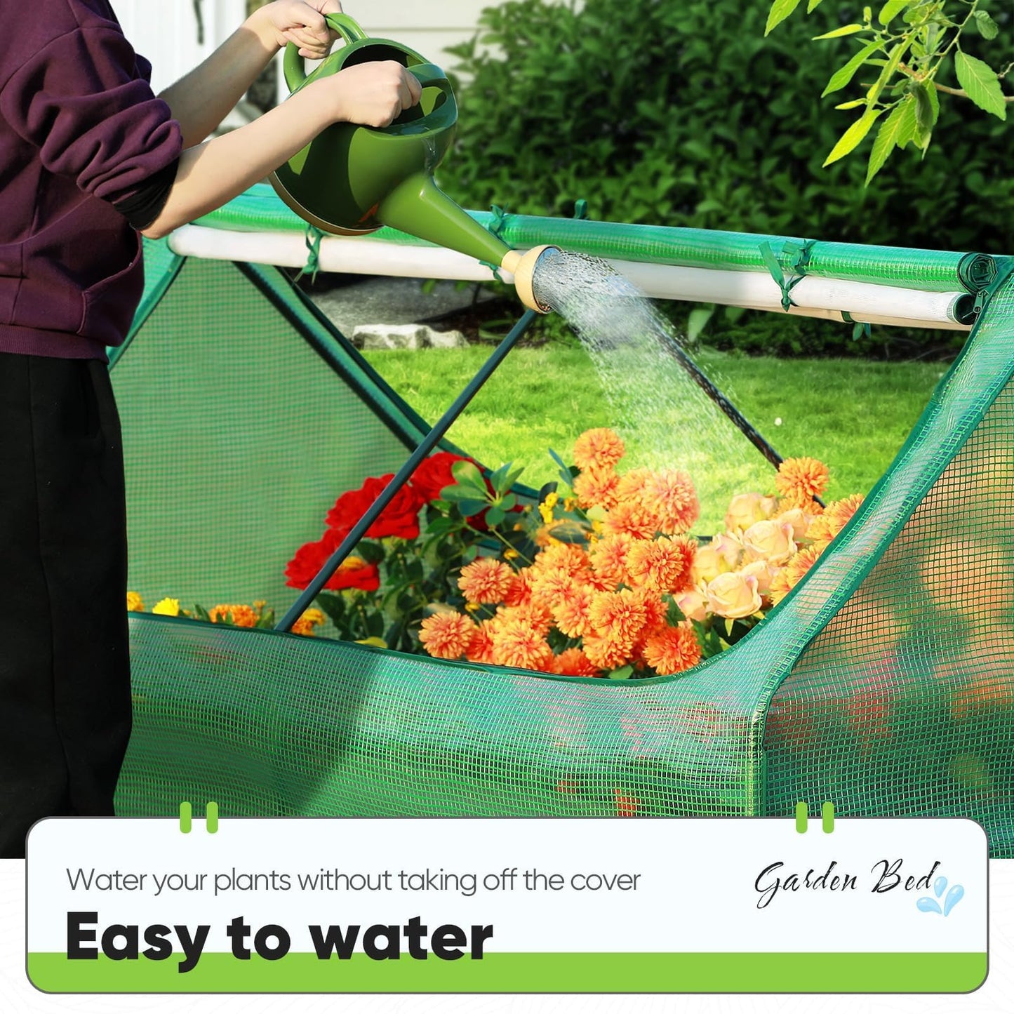 Quictent Raised Garden Bed Galvanized Raised Beds for Gardening Vegetables with Cover 6x3x2 ft Tall Metal Planter Box Outdoor Use (Green)