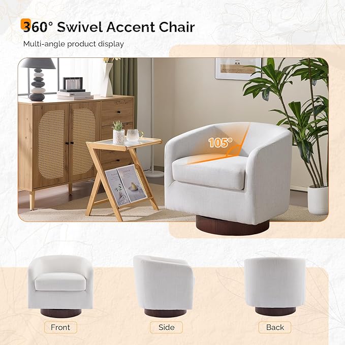 VINGLI 360°Swivel Accent Chairs Set of 2