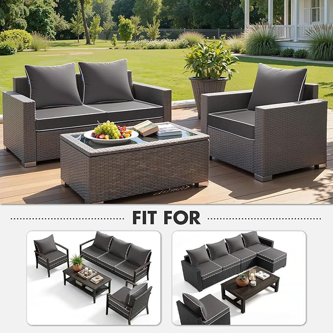 MIULEE Dark Grey Outdoor Seat Cushion 24x24 Inch Waterproof & 3 Year Fade