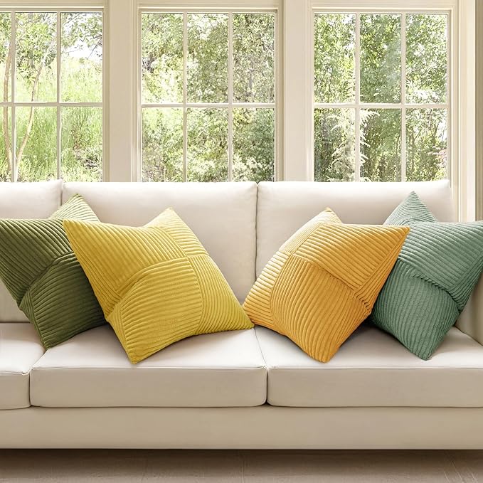 MIULEE Boho Farmhouse Spring Decorative Throw Pillow Covers 20x20 Inch 4 Packs