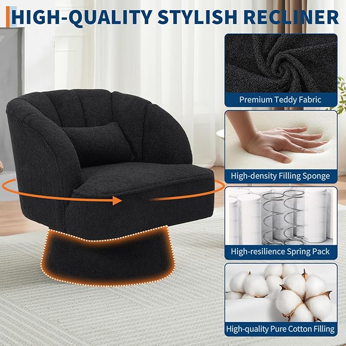 Garvee Ultra-Plush Swivel Accent Chair, 360° Barrel Lounge Chair