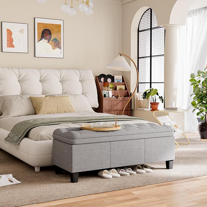 YESHOMY 47 Inches Ottoman with Storage, Storage Bench with Legs, Ottomans
