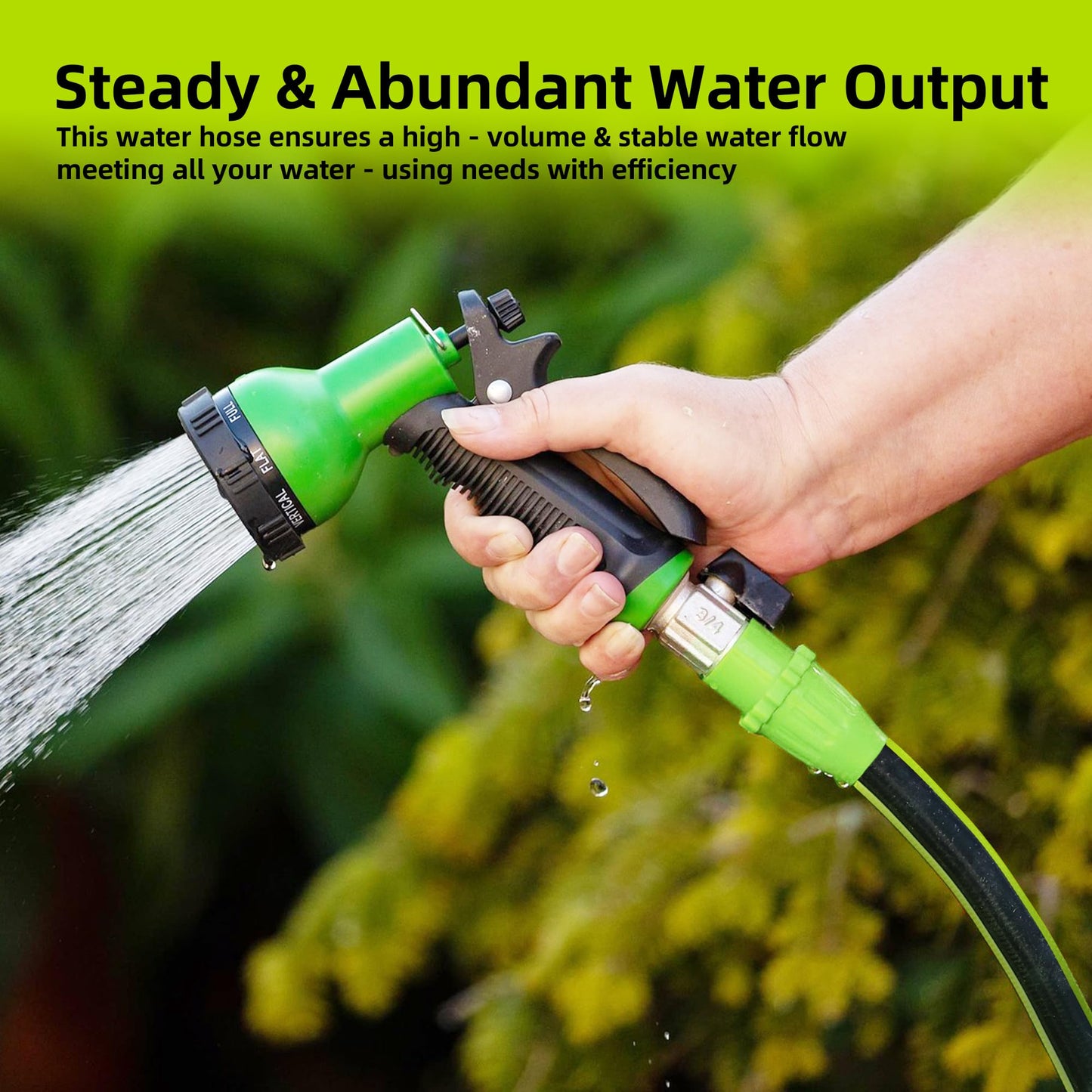 Worth Leader Long Garden Hose 5/8 in. x 100 ft. -No Kink, Flexible, Leakproof, Male to Female Fittings -Heavy Duty Durable PVC Lightweight Water Pipe with Brass Aluminum Ends for Household & Yard Use