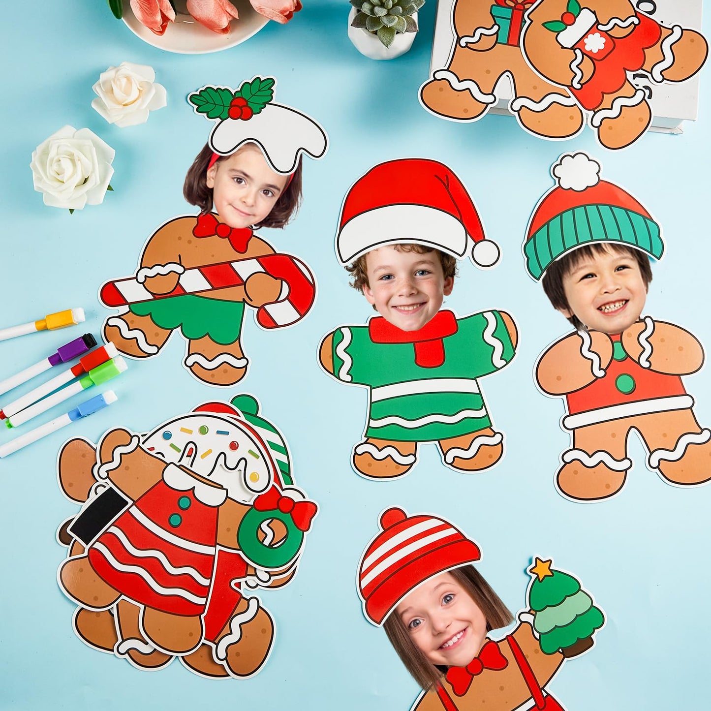 60pcs Christmas Theme Cutouts Gingerbread Man Bulletin Board Decoration Xmas Gingerbread Man Paper Cut-Outs Classroom Decor for Xmas Classroom DIY Craft Photo Wall Door Christmas Winter Party Supplies
