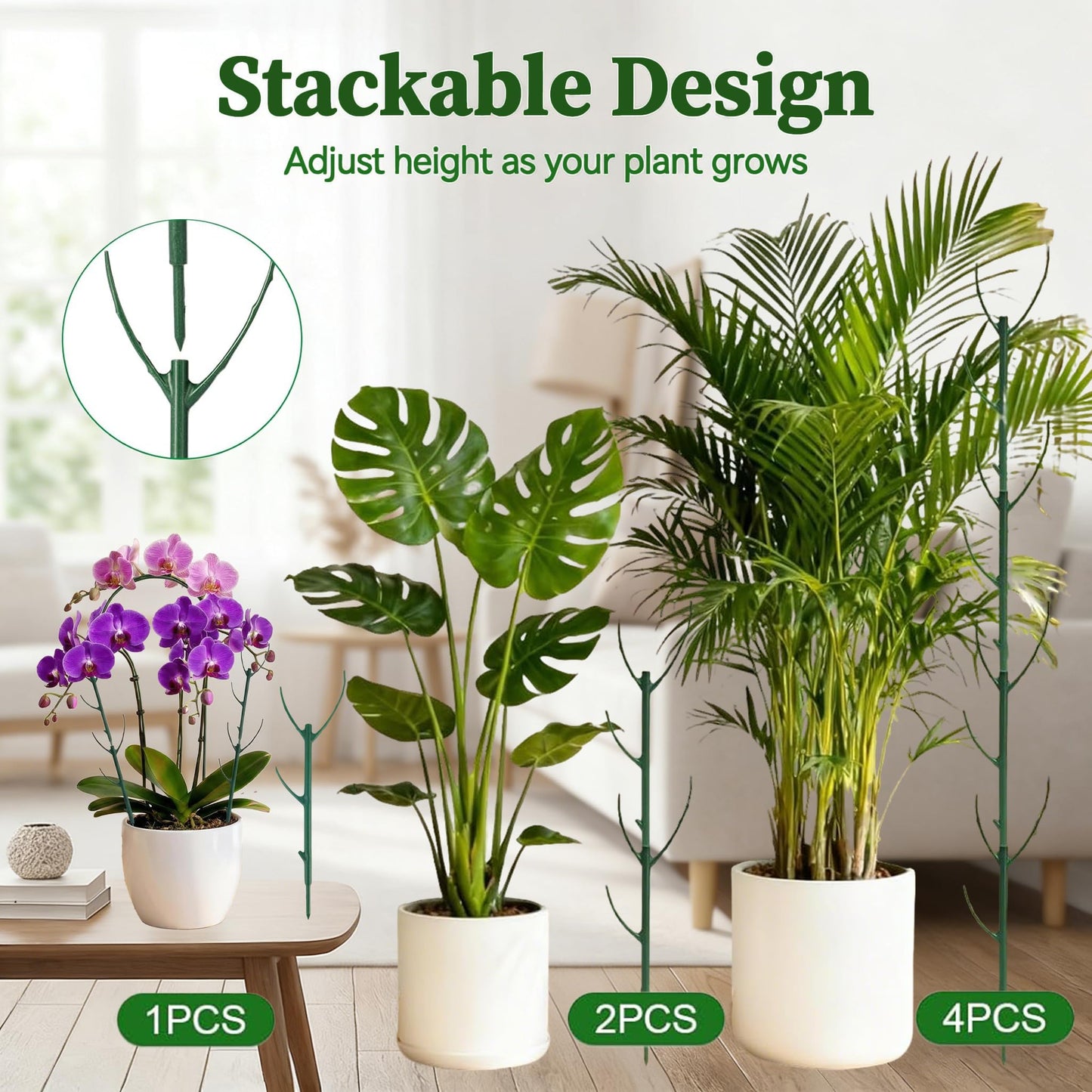 10 Pack Stackable Monstera Plant Support Stakes for Indoor & Outdoor Plants,Plant Support Structures for Climbing and Potted Plants,Plant Sticks for Vine Training & Stem Stabilization