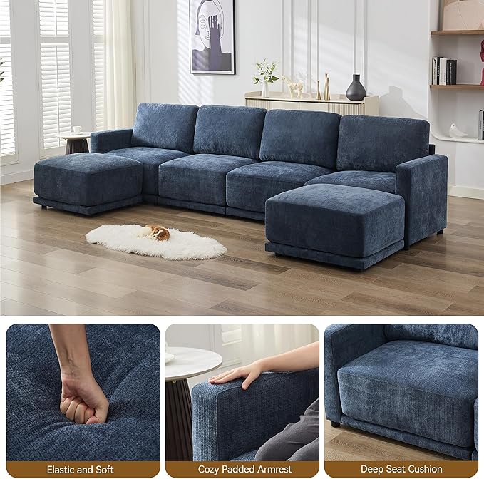 77.4" Chenille Modular Loveseat Oversized Upholstered 2 Seater Sectional Sofa