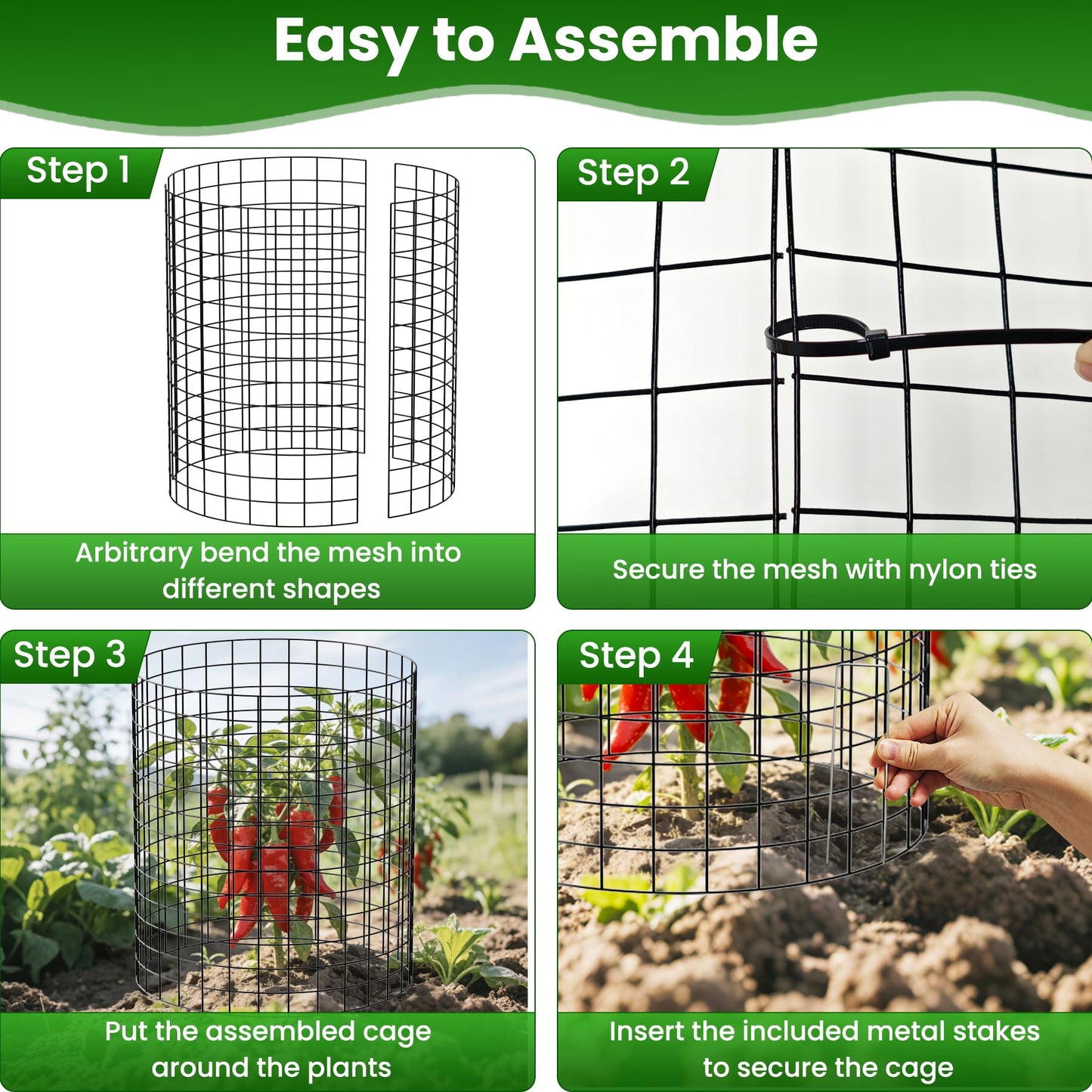 Nexum 45Pcs Plant Protectors from Animals – 16" x 12" Metal Tree Trunk Guards, Garden Plant Cloches & Expandable Plant Cages to Protect from Deer, Rabbits & Lawn