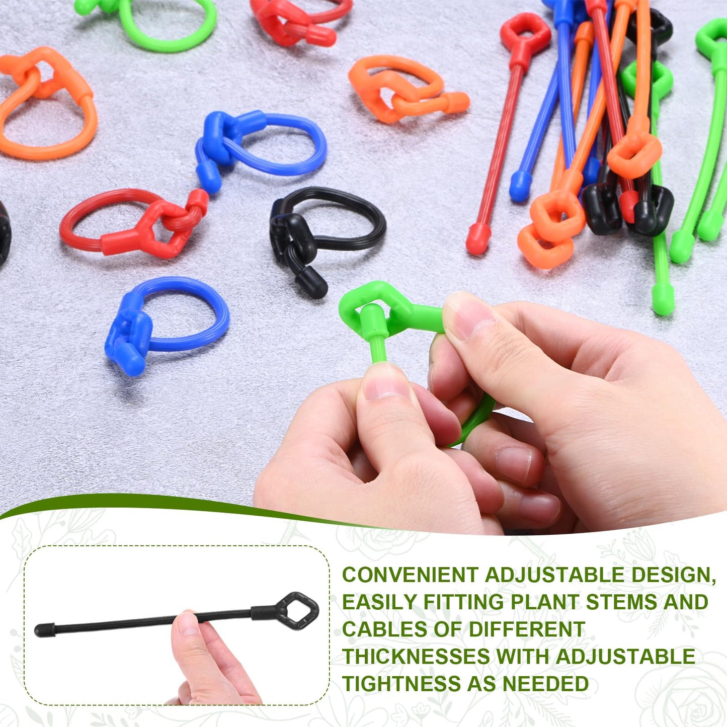 M METERXITY 12-Pack Adjustable Plant Ties, 3inch/7.62cm Silicone Flexible Multi-Function Sturdy Garden Twist Tie for Plant Support/Tree/Shrub/Vine, Reusable Support Twine [Black]