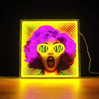 ENUOLI Purple Hair Pretty Girl Neon Sign,UV Print LED Light Sign Dimmable Cool Women Lady Neon Lights for Bedroom,Home Wall Decor LED Signs for Christmas Birthday Party Girls Stylish Gifts