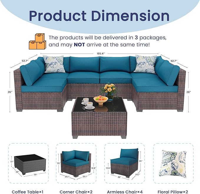 olimix 8 Piece Outdoor Patio Furniture Set, Outdoor Sectional Furniture