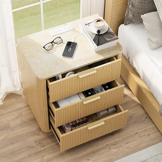 Fluted Nightstand Set of 2
