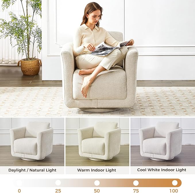 Swivel Accent Chair, 360° Chenille Barrel Swivel Chair