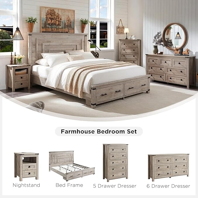 T4TREAM Farmhouse 6 Drawers Dresser