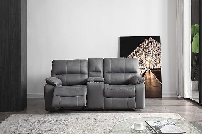 Betsy Furniture Microfiber Reclining Sofa Couch Set Living Room Set 8007