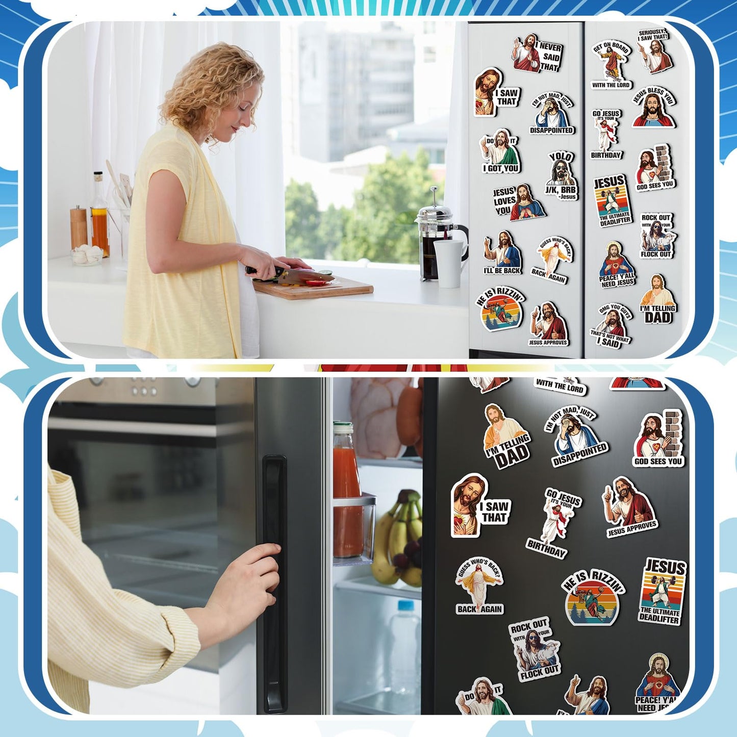 Xuhal 20 pcs Large Jesus I Saw that Magnet Sticker for Christian Kitchen Religious Refrigerator Whiteboard Locker Jesus Christian Fridge Magnets Home Office