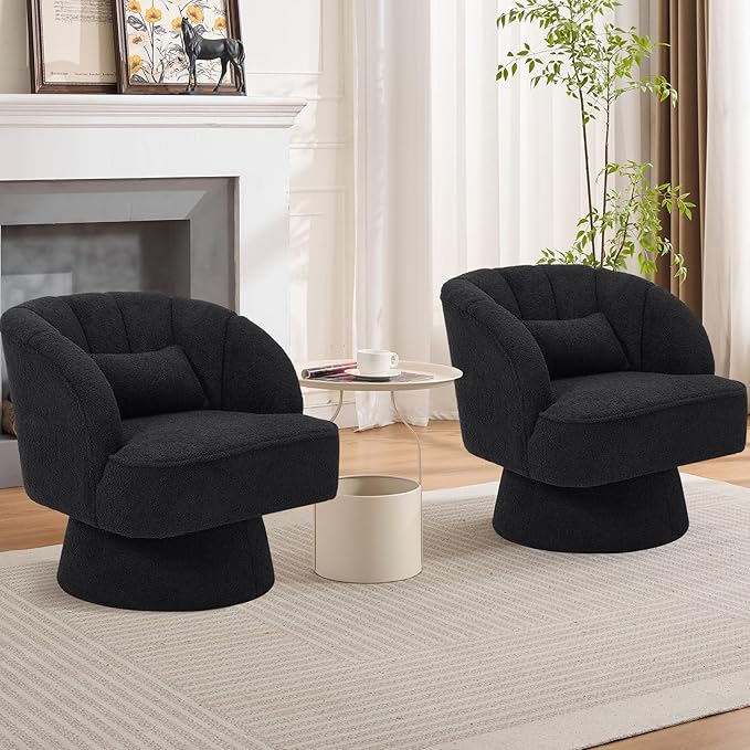 Garvee Ultra-Plush Swivel Accent Chair, 360° Barrel Lounge Chair