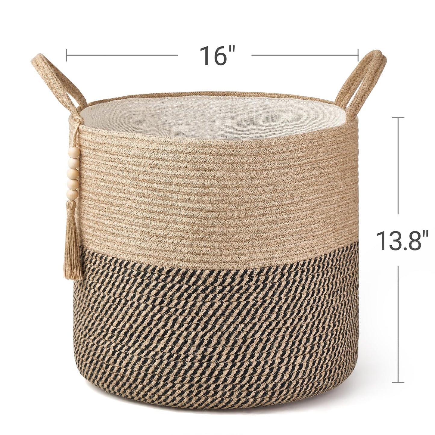 Mkono Woven Storage Basket Decorative Rope Basket and Macrame Hanging Shelves Boho Wall Decor Set of 3