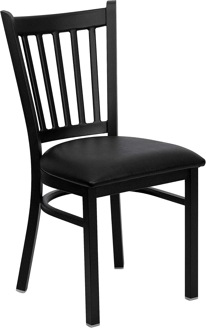 Flash Furniture HERCULES Series Black Vertical Back Metal Restaurant Chair
