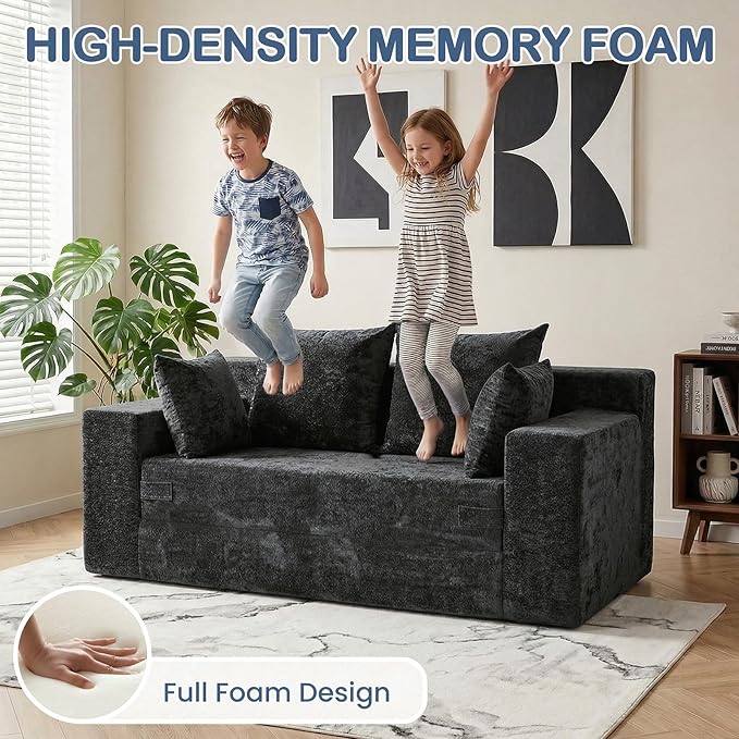 Boneless Loveseat Sleeper Sofa Bed, 3-in-1 Convertible Sofa Bed and Floor Futon