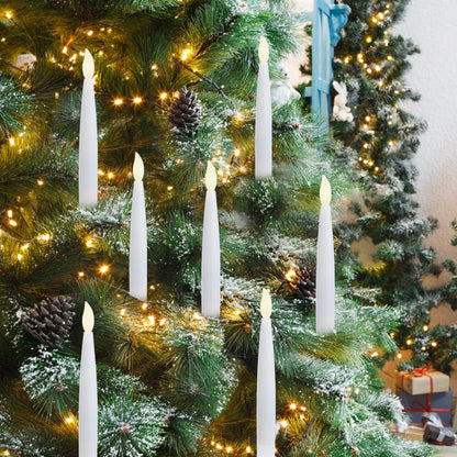 Angoily 12 Pcs Flameless Led Taper Candles Battery Operated Christmas Tree Lights Electric Fake Candles for Holiday Home Garden Wedding Parties Decor Includes Clips Fishing Line, Warm Led Lights