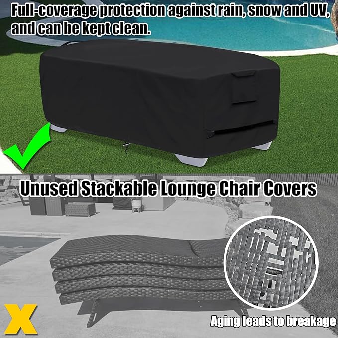 Outdoor Lounge Chair Covers for 4-6 Stackable Patio Chaise Lounge Chairs