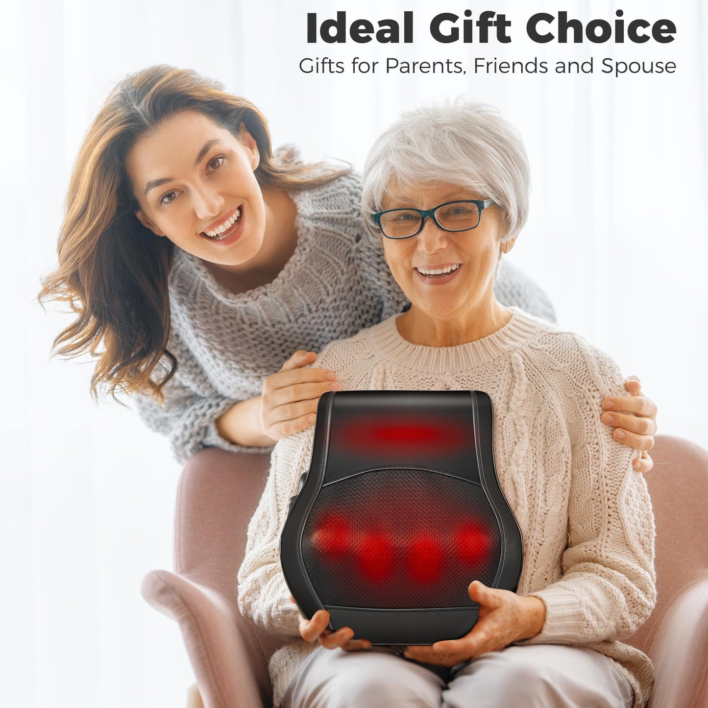 Neck and Back Massager for Pain Relief Deep Tissue with Heat, Shiatsu Shoulder Massager with Bi-Directional Rotating Head for Neck, Back, Shoulders, and Legs