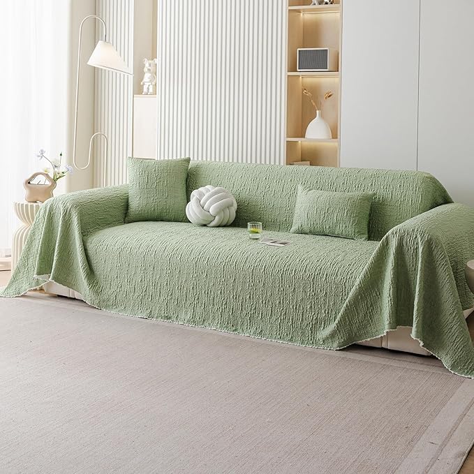 DREAMINGO Bubble Textured Cooling Sofa Cover, Ice Silk Breathable Couch Cover
